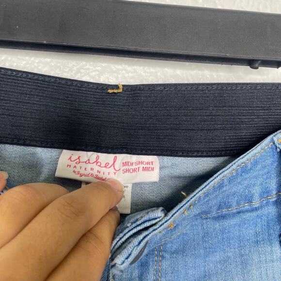 Isabel Maternity Womens Shorts Size 27 Denim Blue Light Wash Midi Jean - Picture 3 of 12